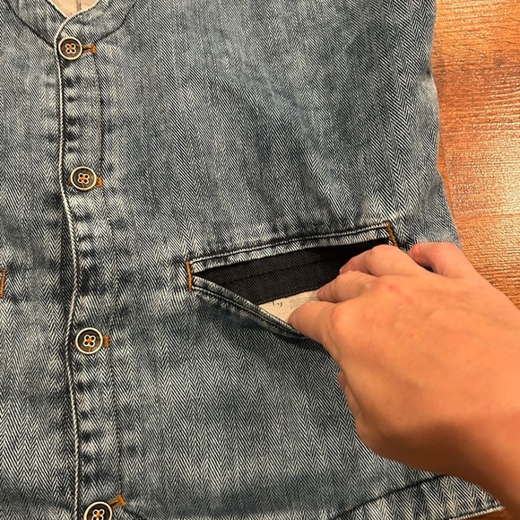 32 Bar Blues Men’s Denim Vest Size Small 100% Cotton - Picture 8 of 8